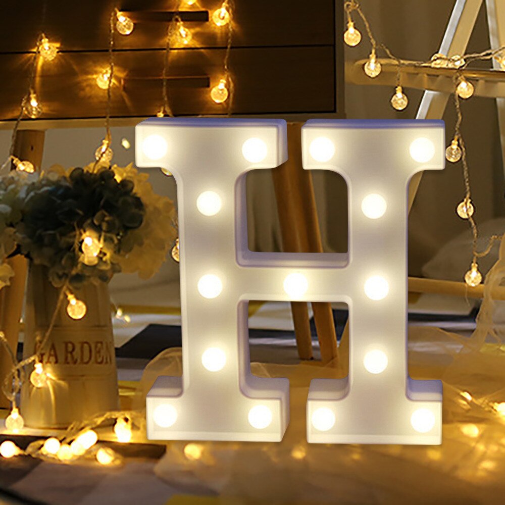 Soft warm glow wall hung or free standing Alphabet Letter Lights LED Light Up White Plastic Letters Standing Hanging A-M &: H