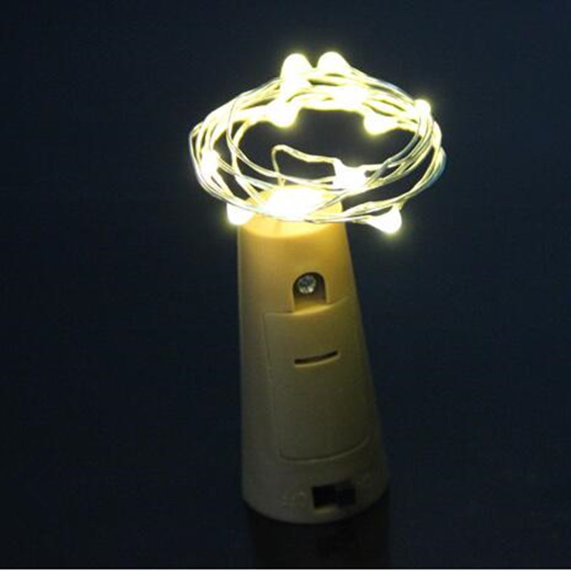 Zilveren koperdraad fleskurk stop led-lichtsnoer huisdecoratie 75cm lengtes gloeiend feest bruiloft verjaardag: Geel