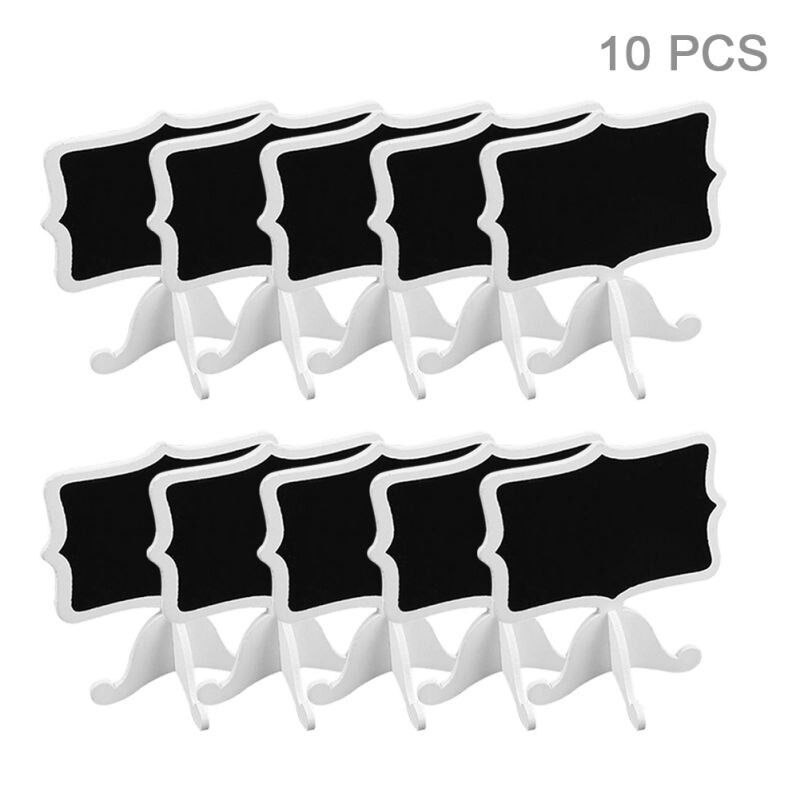 Mini Chalkboard Standing 10 Packs Wooden White Framed Chalkboard Labels with Easel Stand Blackboard for Food Cards: C