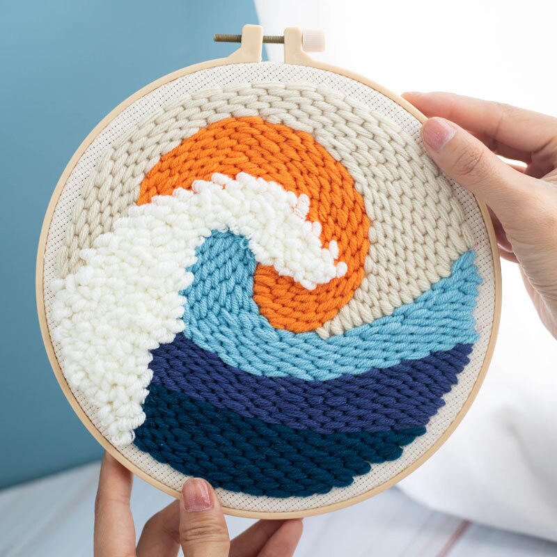 DIY Flower Punch Needle Embroidery Kit Punch Needle Cross Stitch for Beginner Handcraft Wall Painting Home Decor: 8 / Punch needle kit