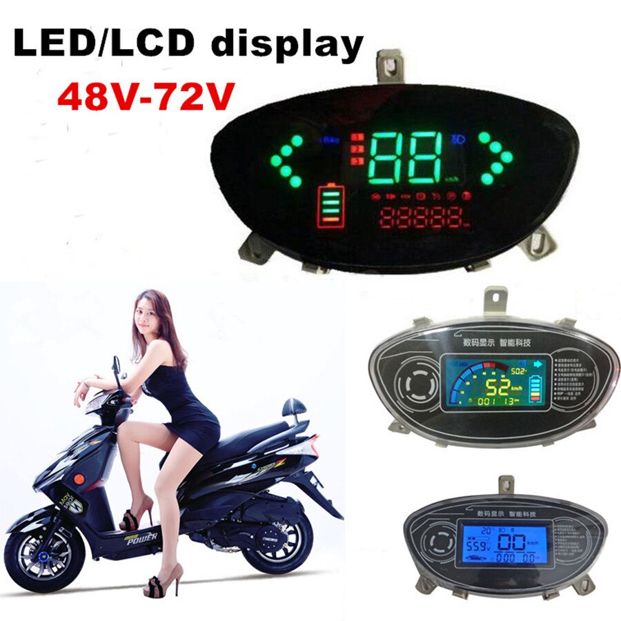 Nyeste 48v/60v/72v xy elektrisk motorcykel led / lcd digitalt voltmeter, farverigt lcd spændingsdisplay / kilometertæller / hastighedsmåler