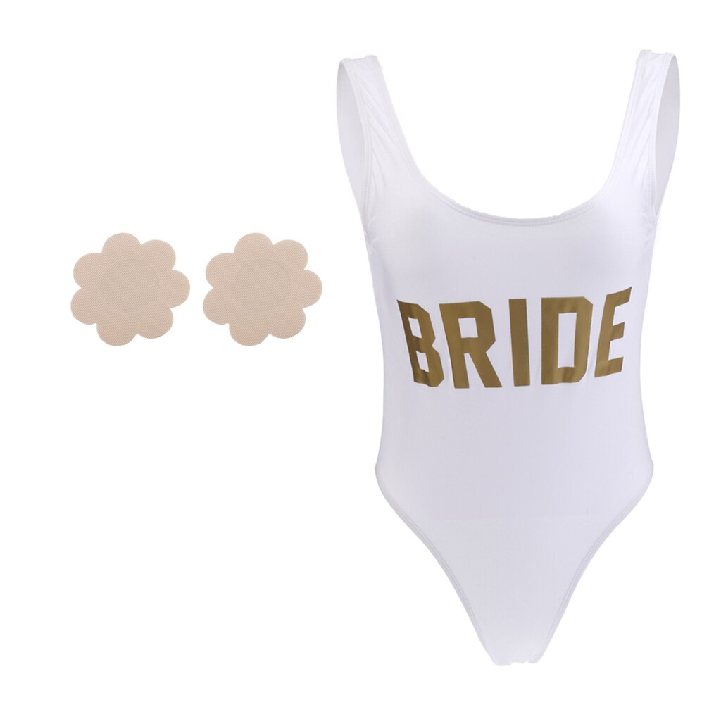 Brud guld bokstäver kvinnor dam baddräkt baddräkt i ett stycke brud möhippor bröllop strandkläder l satin bröstöverdrag