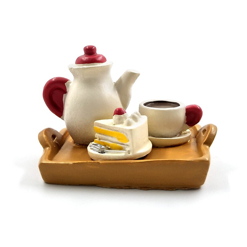 1 pc Simulatie Voedsel Koffie Cake Mini figurine Decor Fairy Garden stripfiguur standbeeld Model Hars ambachtelijke speelgoed ornamenten