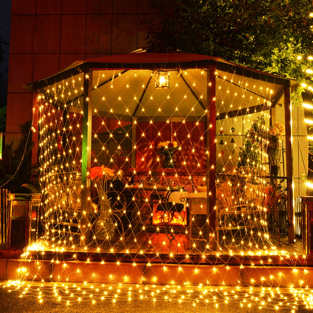 Luz de jardín de hadas 1.5x1.5M/3x 2M/6x4M lámpara al aire libre red de malla Led cadena luces decoración de la boda balcón luz iluminación al aire libre