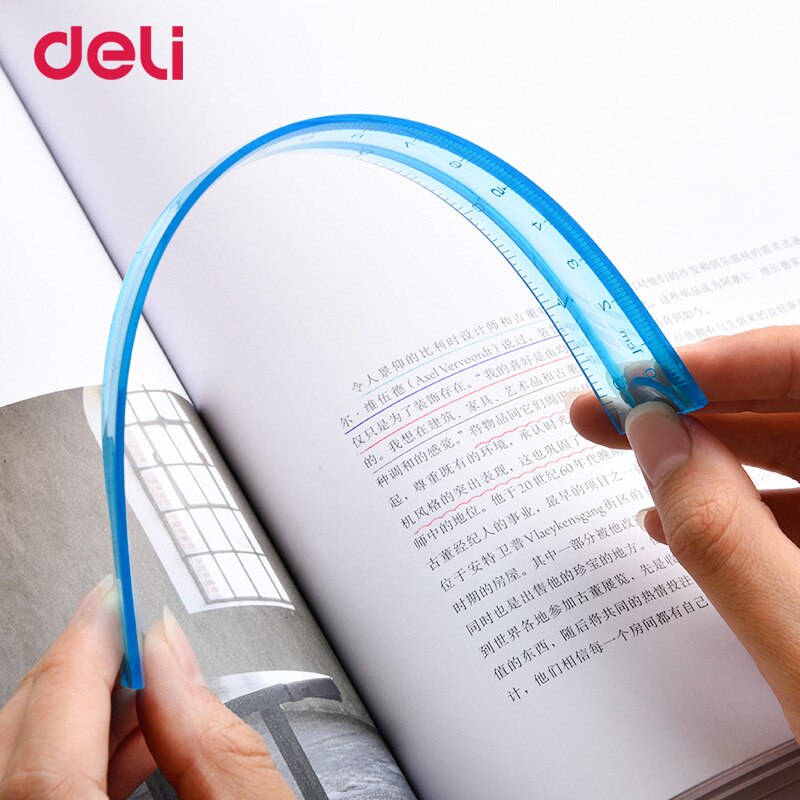 Deli Soft Ruler Multicolour Student Flexible Ruler Infinite Bending Tape Measure Straight Ruler Office School Supplies