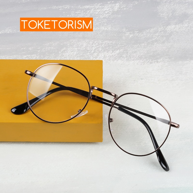 Toketorism metal frame round glasses for women men prescription eyeglasses