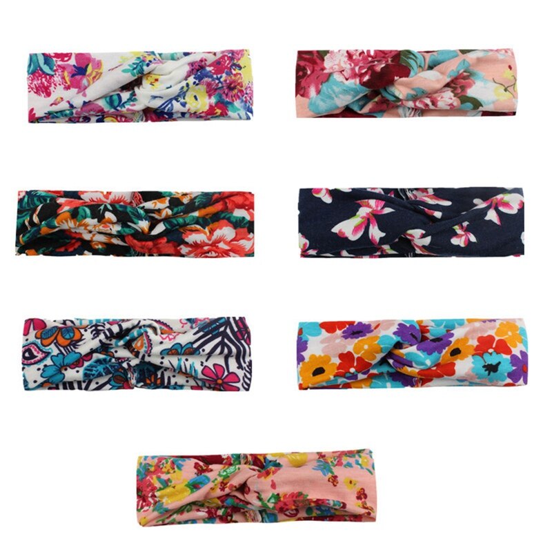 1pc bloemenpatroon dames hoofdband bohemian kruis elastische yoga haarband voor dames haaraccessoires pak voor fitness