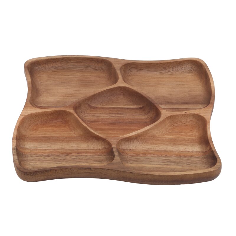 Bandeja de té de madera con rejilla plato para servir aperitivos plato de almacenamiento de comida para Hotel bandeja de servicio para el hogar: Square A