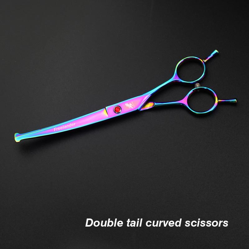 7 Inch Dog Grooming Scissors Safety Round Tip Pet Scissors Dog Shear Hair Cutting Thinning Curved Scissors