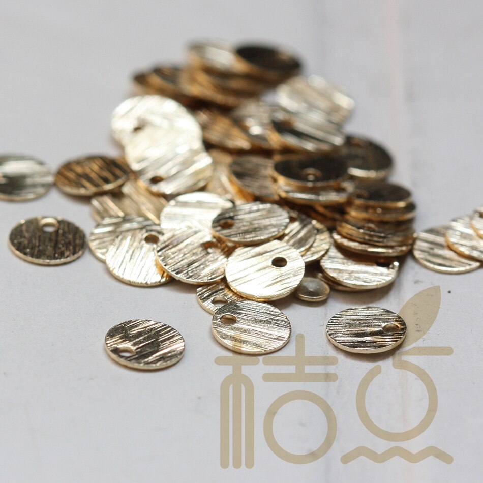 Solid Brass Brushed Round Disc Charm - 6mm (3875C-V-238): Raw Brass-100 Pieces