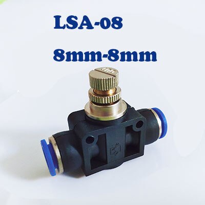 Pneumatic Fitting Airflow Regulator 6mm 8mm 10mm OD Hose Tube Gas Flow Adjust Valve Connector Fitting Air Speed Control Crane: LSA-08
