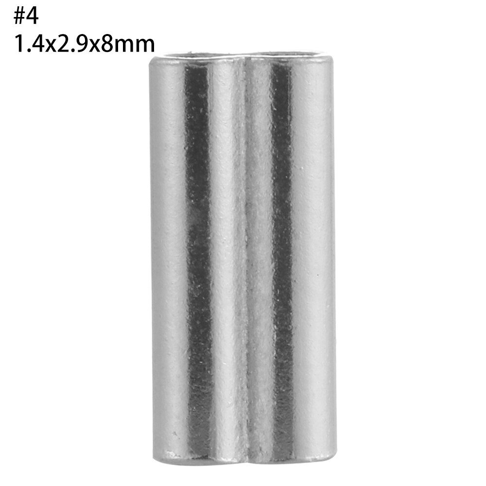 Manguitos de prensado de línea de tubo de cobre doble de acero inoxidable, 100 piezas, 8/10mm, tubo de alambre de pesca ovalado, herramientas de conector de acero inoxidable: 4