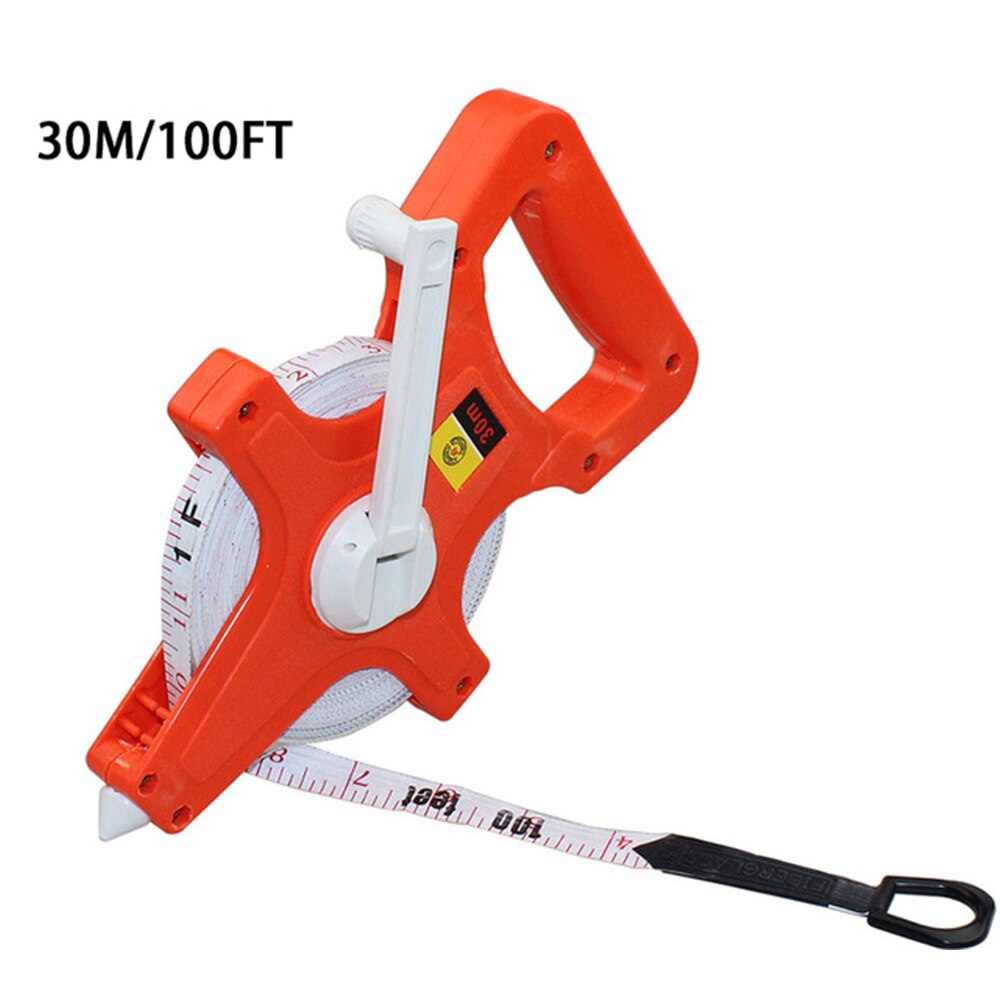 1PC 30M/50M/ 100M/Meter Open Reel Fiberglass Tape Measure Inch Metric Scale Impact Resistant ABS Measure Tools: 03