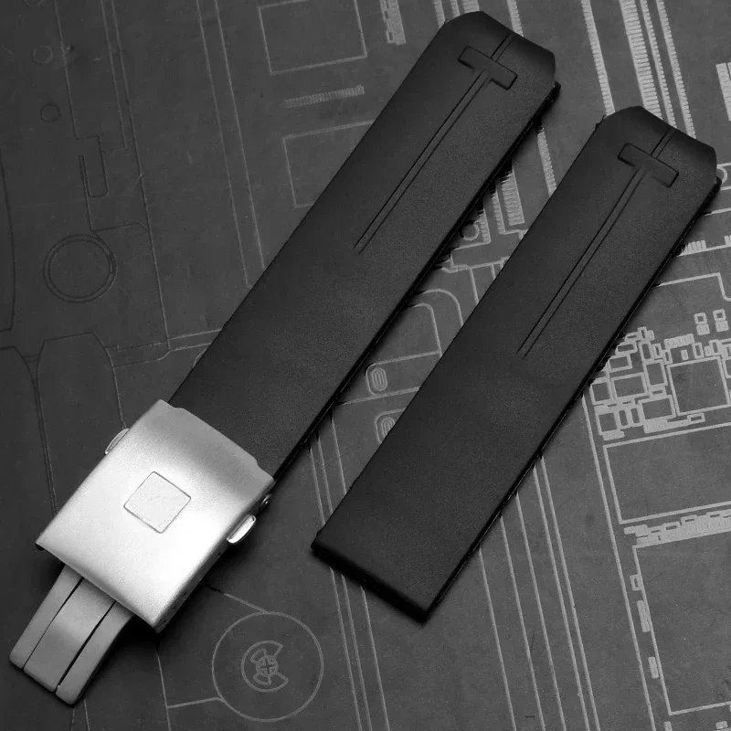 Silikon klokkerem som passer til tissot t-touch  t013 t047 20mm 21mm svart oransje sport vanntett gummirem  t091 t013420a: Smokey lilla / 20mm