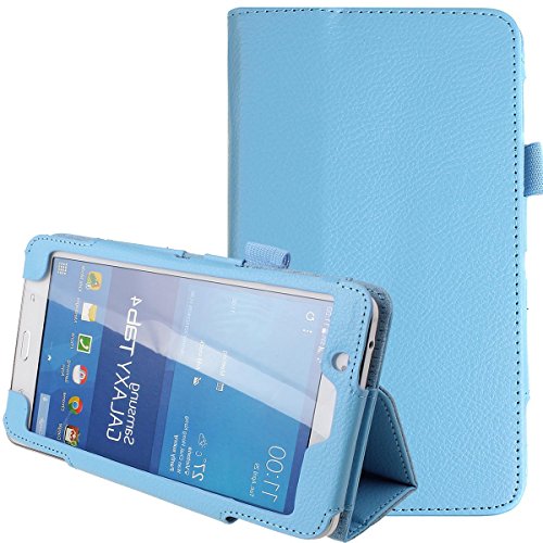 Para Samsung Galaxy Tab 4 7,0 plegable de cuero de la PU cubierta de la caja del soporte para Samsung Galaxy Tab 4 7,0 "Tablet SM-T230 SM-T231 caso: Azul