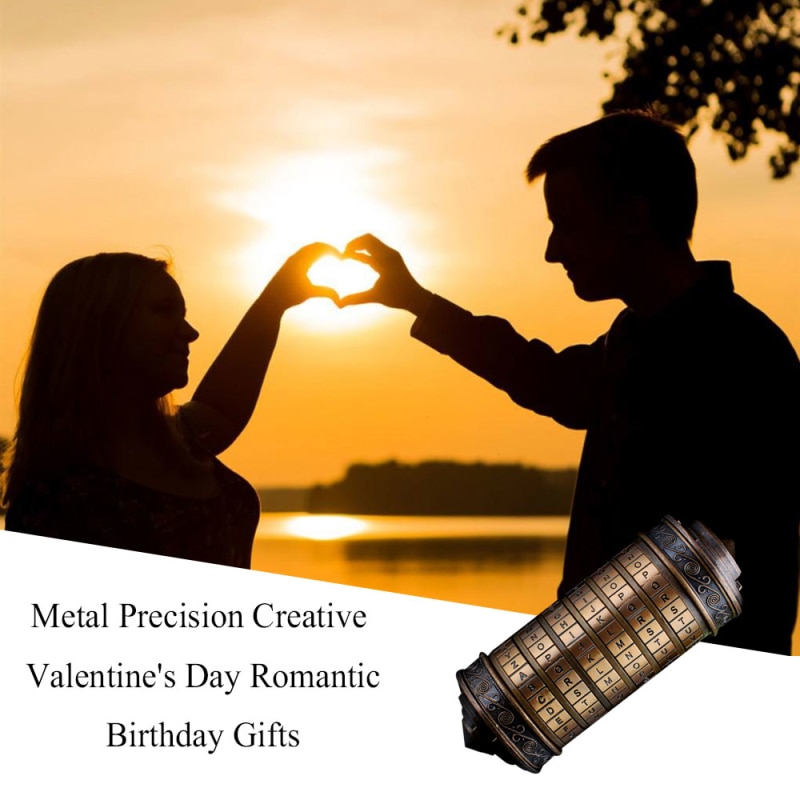 Da Vinci Code Lock Metal Cryptex Locks Retro Letter Password Cabellos Wedding Valentine's Day