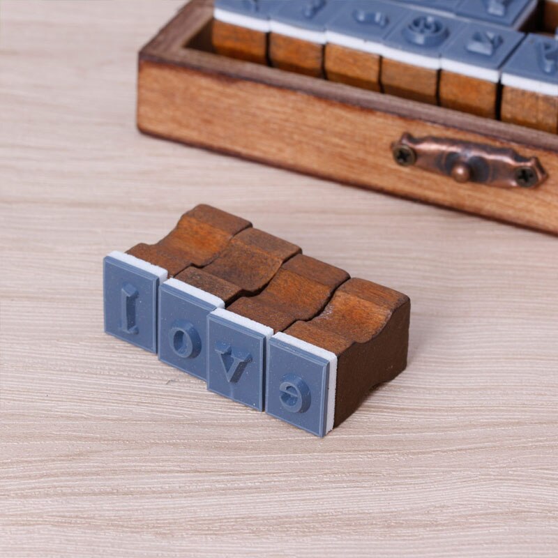 Engelsk alfabet symbol stempel træ brevstempel diy håndværk leverer børn uddannelse alfabet legetøj retro diy stempel
