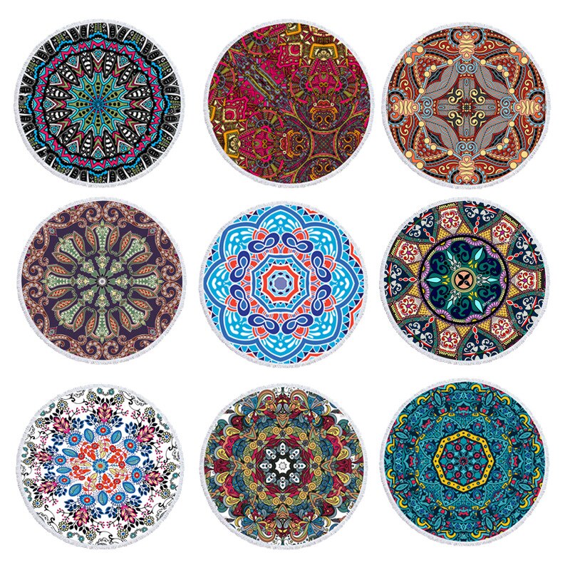 Extra Grote Ronde Strandlaken Zomer Outdoor Print Digitale Retro Strandlaken Strandlaken Sjaal