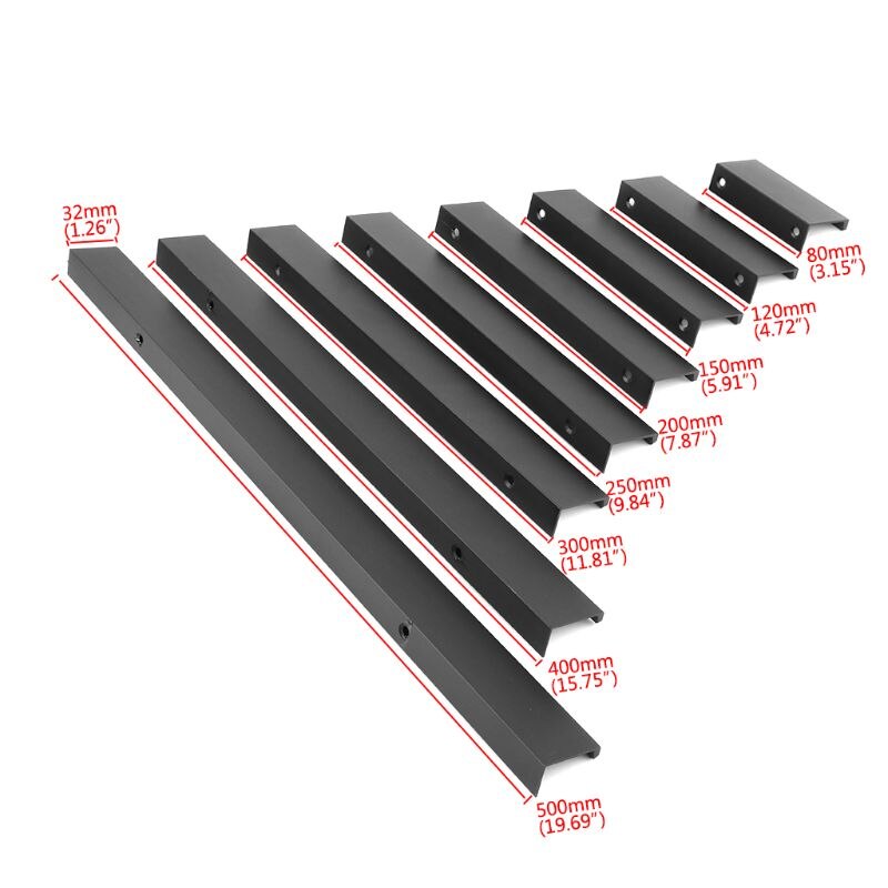 Modern Kitchen Cabinets Long Hidden Dark Handle Aluminum Alloy Open Hole Drawer Edge Black Wardrobe Door Handle 37ME