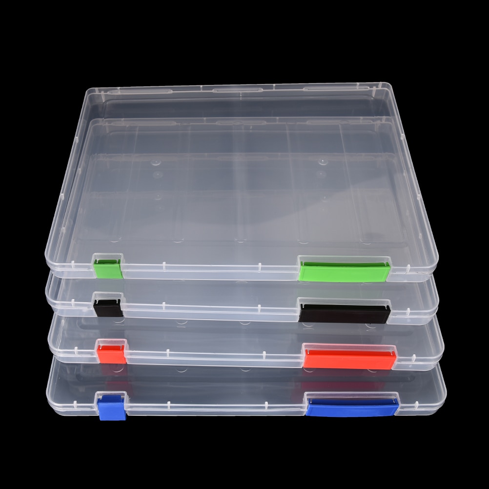 3 farver  a4 gennemsigtig opbevaringsboks klar plast dokument papir udfyldning sag fil pp kontor arrangør usynlige opbevaring sager