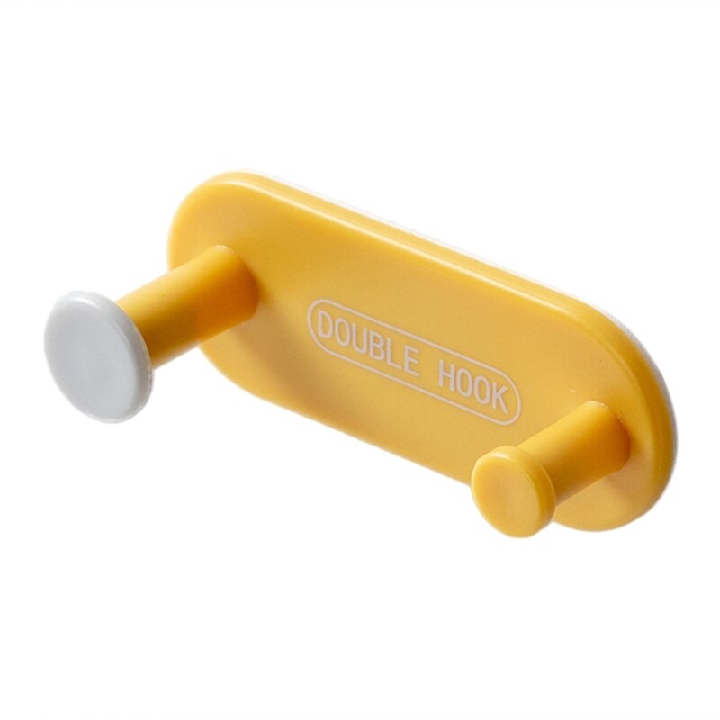 4Pcs Wall Mount Plastic Key Holder Double Hooks Cable Organizer Self-Adhesive Multifunction Jewelry Rack Clothes Hanger