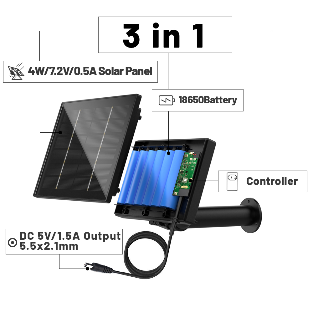 D4 5V 6V Solar Batterijlader Voor Beveiligingscamera Draagbare Zonne-energie Bank Met DC 5521 Uitgang 4W Zonnepaneel Batterijlader