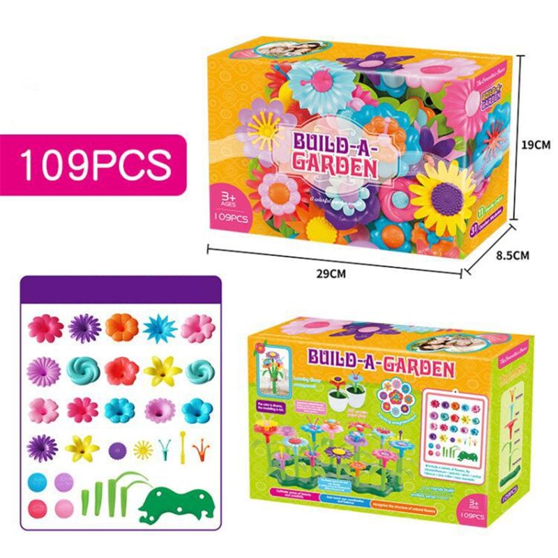 Bloem Tuin Gebouw Speelgoed-Build Een Boeket Bloemstuk Playset 63HE: 109 pcs