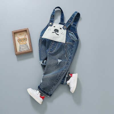 Tuta in Denim di cartone animato per bambini primavera coreana Baby Jean 2021 Spring Baby Boys tuta in Denim Toddler Cowboy pantaloni tute