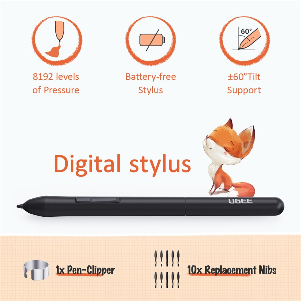 UGEE S640 Pen Tablet 6 inch Digital Drawing Tablets Battery-free Stylus Support Android Windows Mac for Teaching eLearning OSU