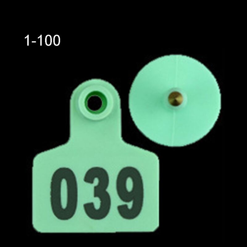 100PCS Soft TPU Ear Tags Livestock Identification Ear Tag Applicator for Pig Cow: Green