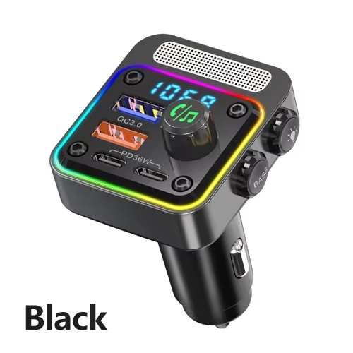 Transmisor FM Bluetooth para coche, transmisor FM Bluetooth 5,3, cargador de 3 puertos para coche, cargador rápido FM/AUX, accesorios electrónicos: DVD-RAM