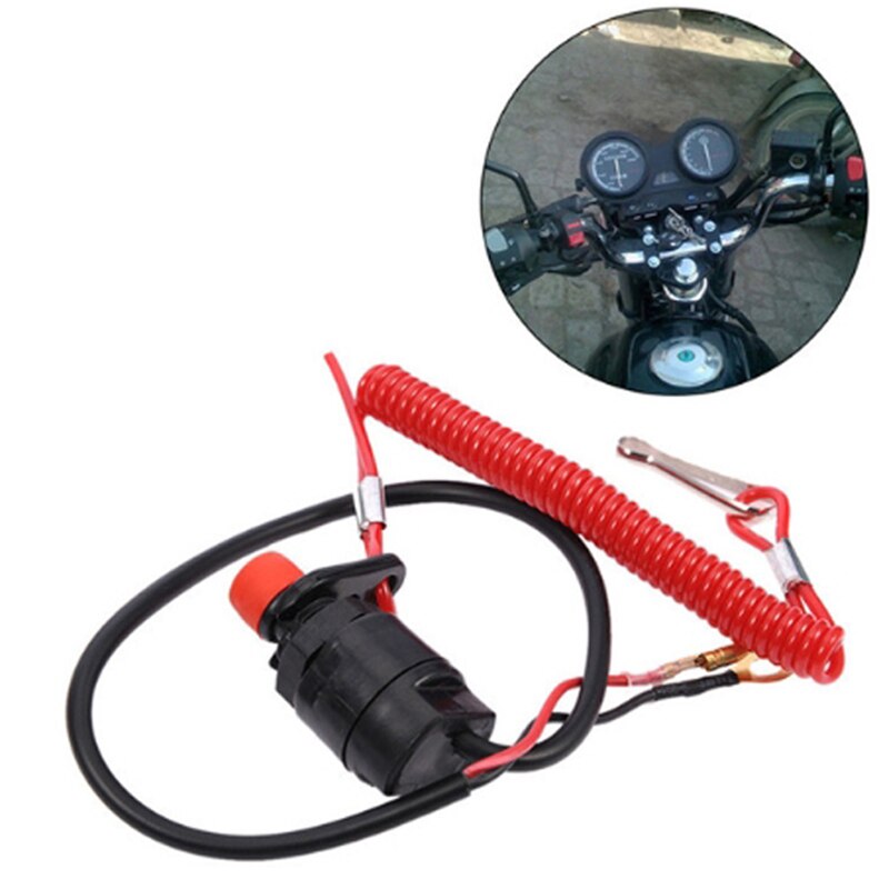 Universal Motorcycle Emergency Cut-Off Flameout Trainer Schakelaar Buitenboordmotor Motor Stop Schakelaar Veiligheid Tether Koord Lanyard