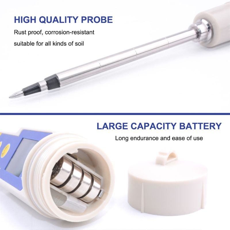 EC-315 2 in 1 Multi-Purpose Soil EC Tester Waterproof Soil Meter Multipurpose Conductivity Tester for Lab Aquarium Soil