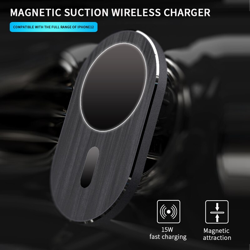 Qi 15w magnetische kabellose ladegeräte für iphone 12 mini, pro max , 13 pro, stabile 360 °-drehung, kfz-steckdosen-handyhalterung, gps-halterung