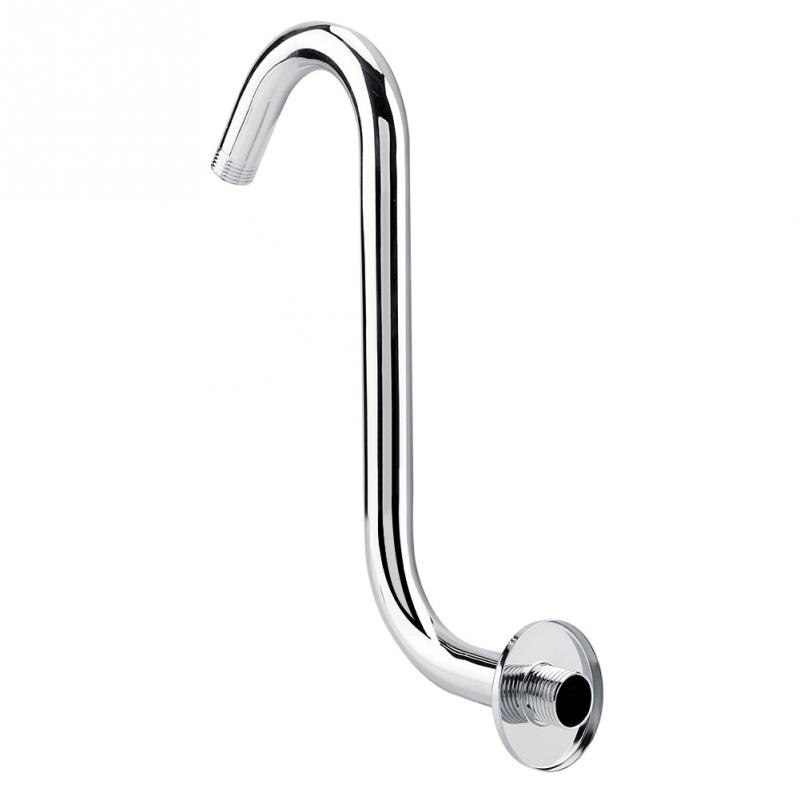 8inch High Rise Extension Stainless Steel S-Curved Goose Neck Shower Arm Chrome Plated for Bathroom Shower