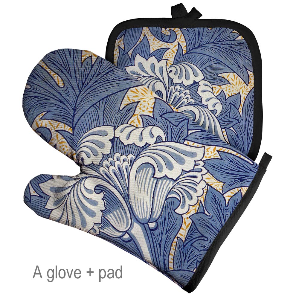 Retro Pattern Microwave Glove Potholder Polyester Oven Mitt Insulation Gloves Kitchen Pad Baking BBQ Gloves Home Decor: Yellow