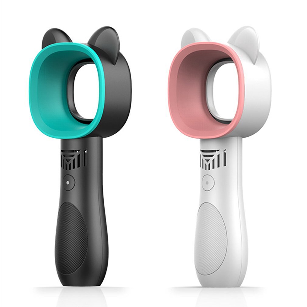 Bonito ventilador de aire libre de gato con Usb recargable, ventilador portátil sin cuchilla, Mini ventilador de refrigeración manual sin hojas