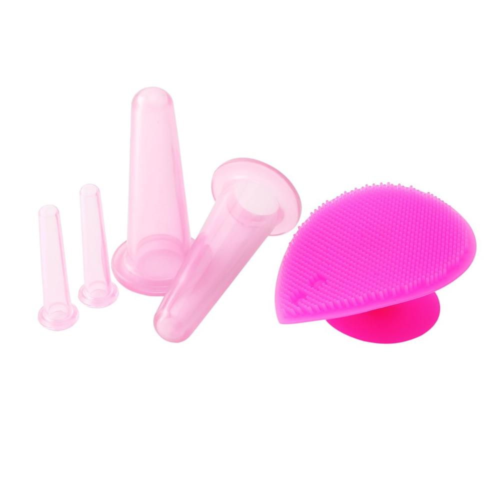 5 stk/sæt silikone cupping kopper ryg krop massage hjælper anti cellulite massage vakuum dåser sundhedspleje cellulite sugekop: Lyserød