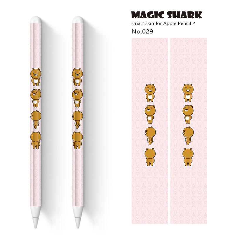 Tubarão mágico 2 pçs/lote bonito crayon shinchan panda urso toque caneta stylus adesivo película de pele papel protetor para apple lápis 2: 029