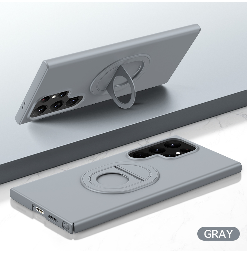 Ultra Thin Hidden Stand Hard Case For Samsung Galaxy S25 Ultra S24 S23 Plus 5G Kick Stand Magnetic Cover For Magsfae Car Charger: GRAY / Galaxy S23 Ultra