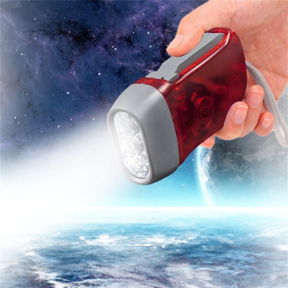 ICOCO Flashlight 3 LED dynamo Hand Pressing Crank Power Wind Up Torch Light Crank Traveling Camping Lamp Lights