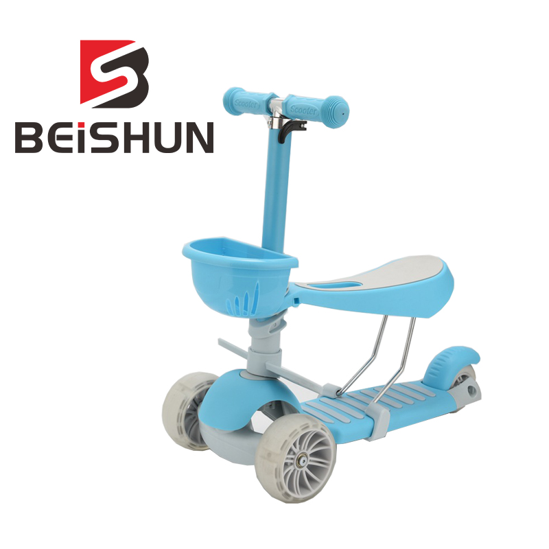 Trottinette 5 en 1 Flash, Trolley de Skateboard pour enfants: Blue(seat)