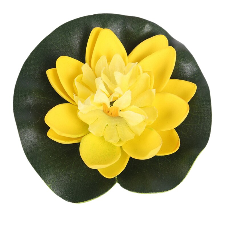 5 stk kunstig lotus åkande flydende blomsterdam tank plante blad ornament 10cm hjem bryllup havedam pool dekoration: Gul (5pc)