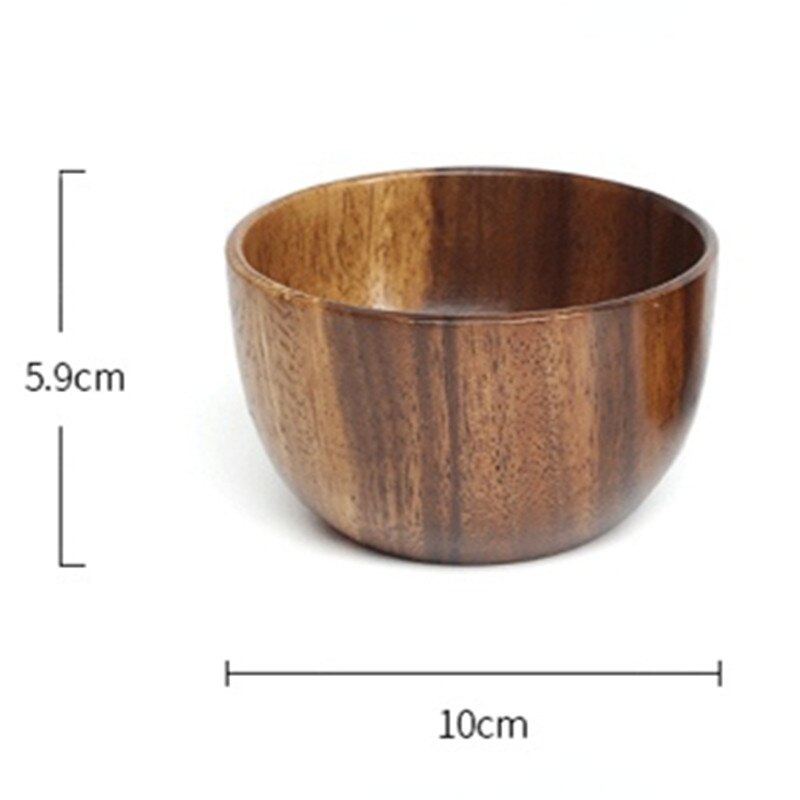 Bol à soupe/riz en bois naturel de Style japonais, bol à soupe/salade, vaisselle, bassin ménager, assiette à fruits, bol à salade en bois: 10CM