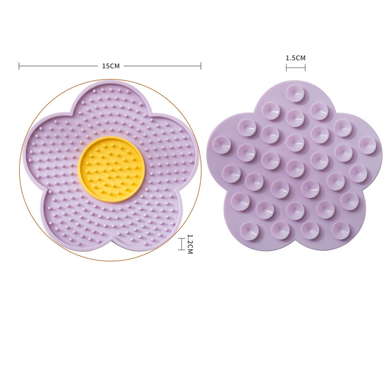 Suministros para mascotas, almohadilla para lamer gatos, forma de flor solar, placa para lamer perros de silicona, estera para lamer lento para mascotas: Morado