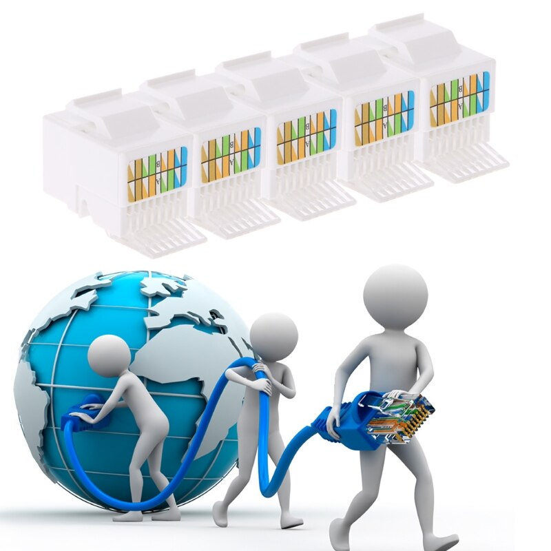 5 Pcs RJ45 Jack Socket Cat6 Network Ethernet Connection Adapter Tool-Less Module 10166