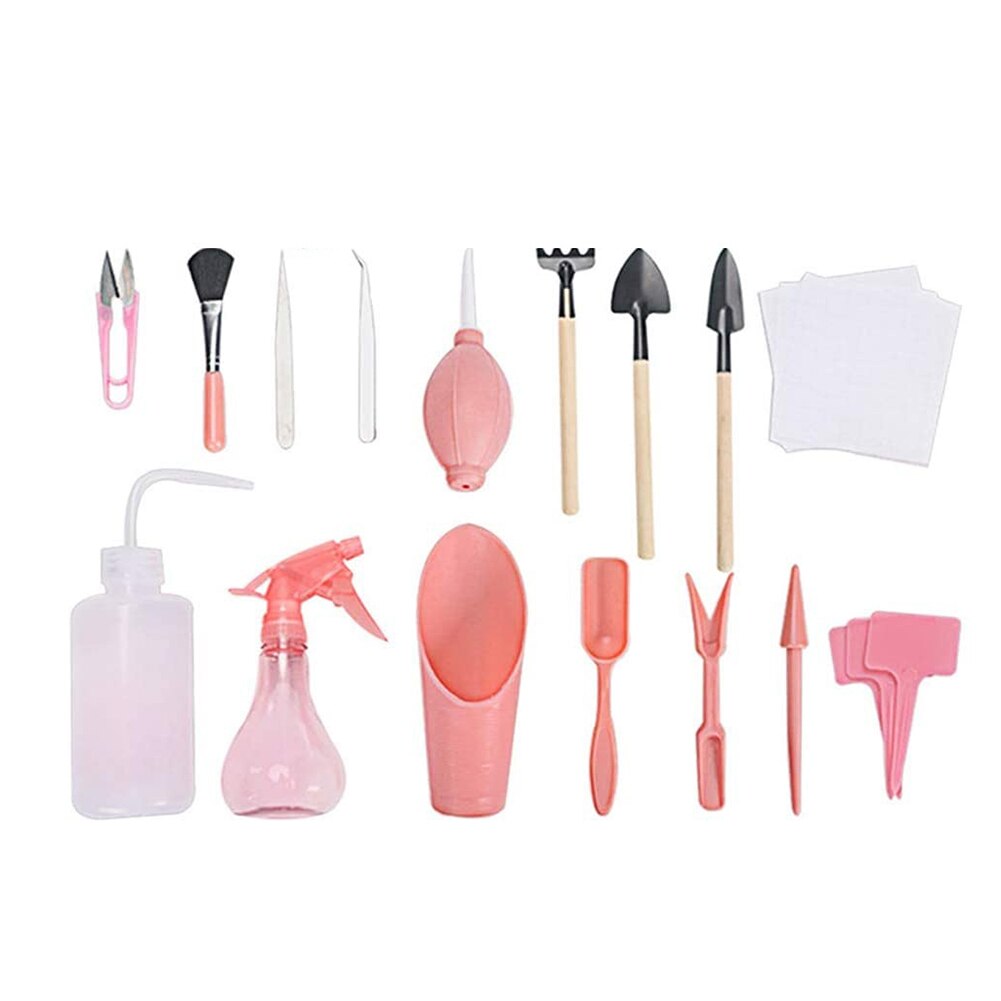 Planteur de jardin, Kit de plantation, arrosage, outil de bricolage, élagage, creuser, Succulent, facile à transporter, pièce: 16pcs pink