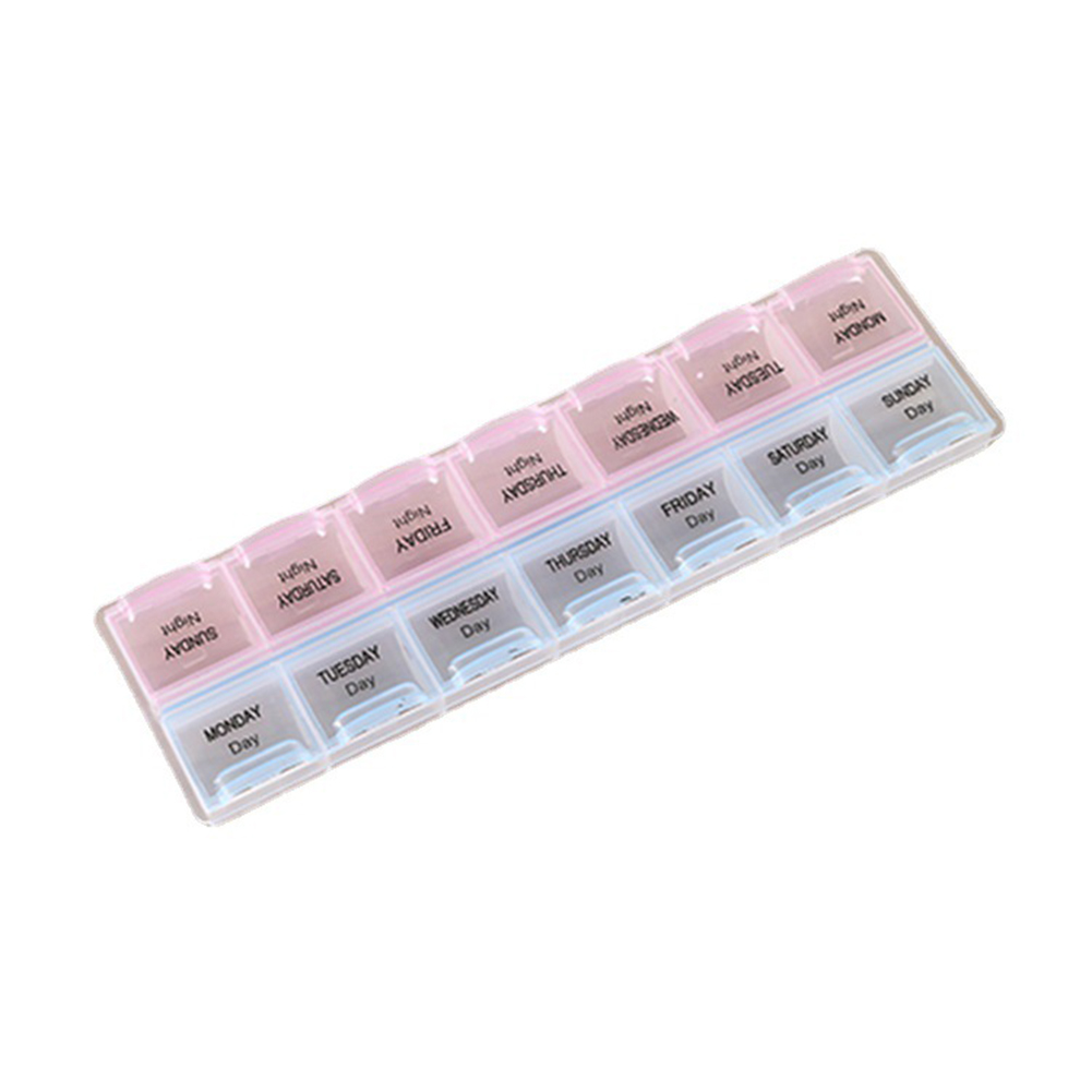 14 galler per vecka pillerfodral 7 dagar medicinask tablett dispenser organisatör piller box splitters plastförvaringsbox med klämlock: 4
