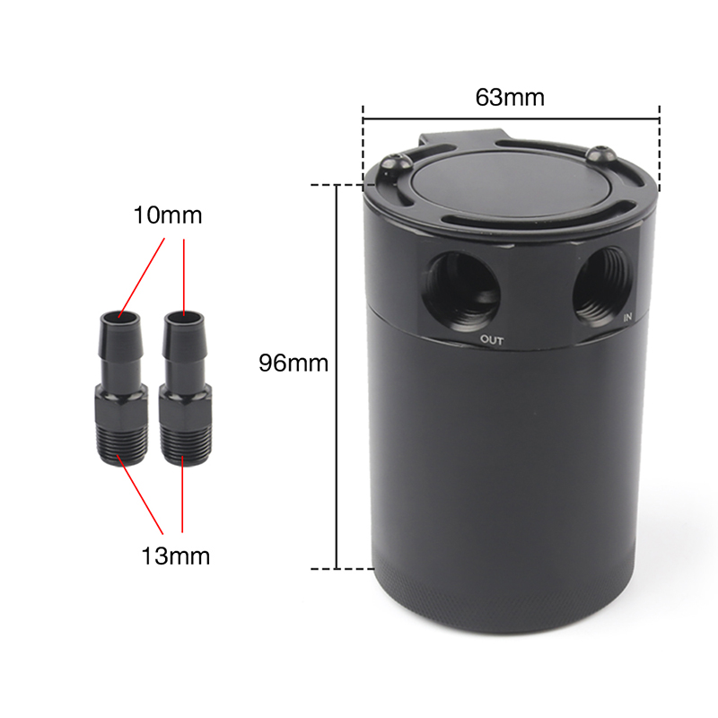 Universal Compact Baffled 2-Port Aluminum Oil Catch Can Reservoir Tank Reservoir Turbo Oil Catch can