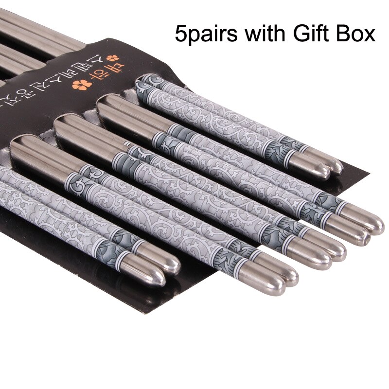 BalleenShiny Stainless Steel Blue and White Chinese Porcelain Printing Chopsticks Sushi Hashi Chop Sticks Kitchen Tableware: 2